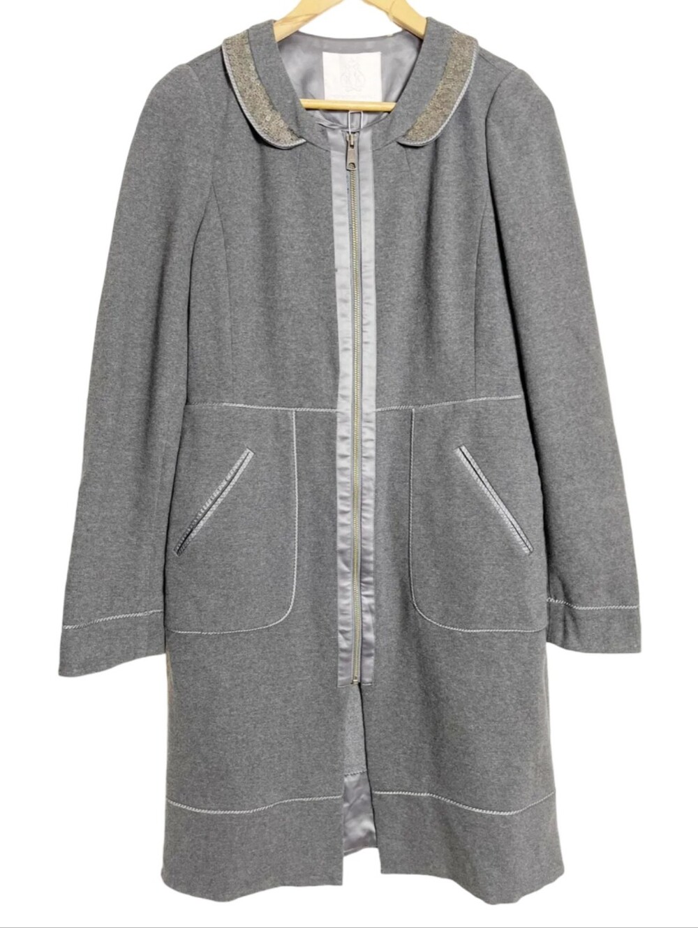 Rebecca Taylor vintage gray zip-front topcoat duster NWOT. Size 4.